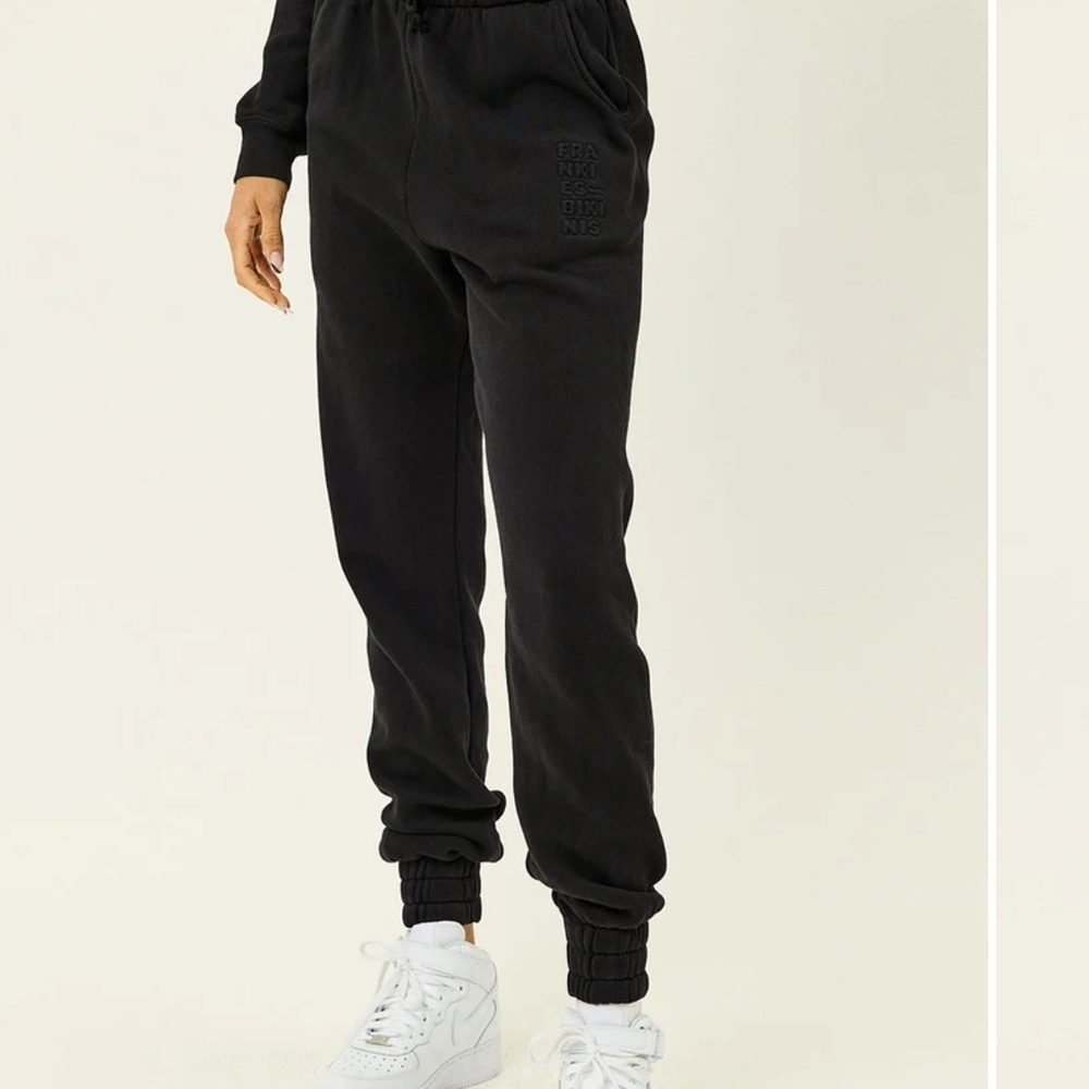 Frankies Bikinis Black Track Joggers Small
